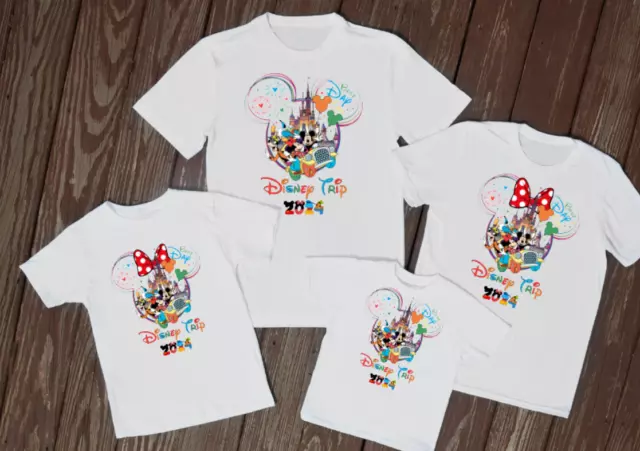 matching family t shirts Disney trip 2024 white matching shirts reveal kids UK