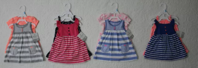 New Carters Baby Girls 2 Pack Outfit Dress Set Various Styles & Sizes