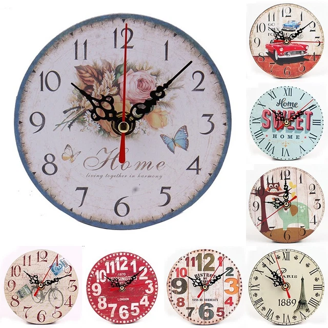 Moderne Creative Rond Bois Wall Clock Maison Bureau Chambre Décor Européen