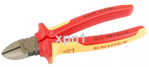 Knipex 70 08 180 VDE Fully Insulated Diagonal Side Cutters 180mm - Draper 32021
