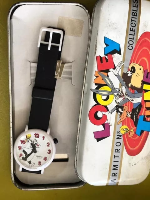 Vintage 1989 Looney Tunes Armitron Tweety Bird & Sylvester Cat Wrist Watch