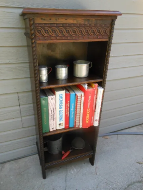 Very Unique Older English Mission Oak Arts & Craft Style Open Bookshelf Bookcase
