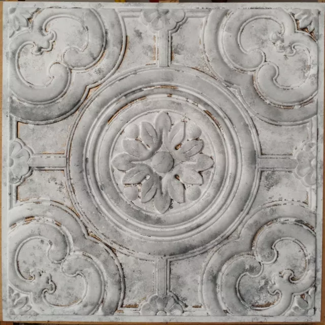 Distressed ceiling tiles Faux tin white gray decor wall panel PL50 10pcs/lot