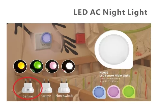 LED Night Light Plug In Auto Sensor Energy Saving Children Nursery Baby Safety