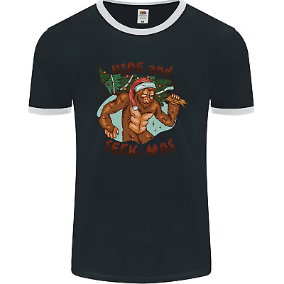 Bigfoot Hide and Seekmas Funny Christmas Mens Ringer T-Shirt FotL