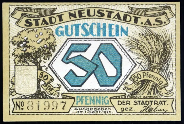 NEUSTADT (Saale) 1920 50 Pfennig German Notgeld circulating issue Bavaria