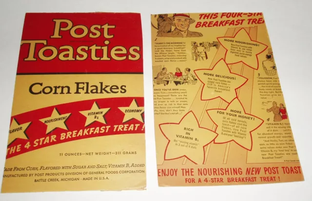 1940's Post Toasties Cereal Box Back & front w/ Jungle Adventure Hero Ramar? 2