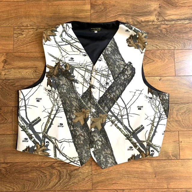 The Formal Sportsman Mossy Oak Winter Brush Camo Wedding Vest Full Back sz 3XL