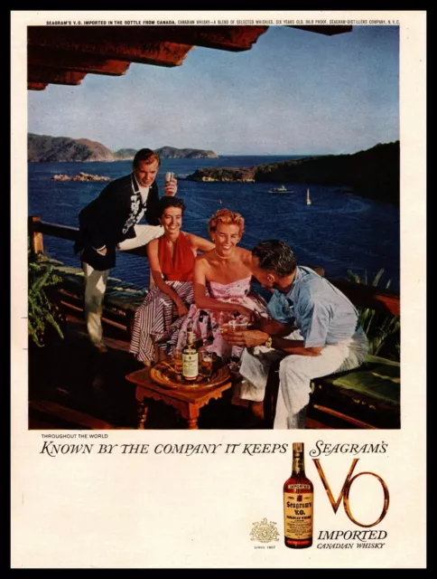 1960 Seagram's V.O. Canadian Whisky "Known By The Company It Keeps" Print Ad