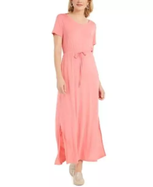 MSRP $60 Style & Co Tie-Waist Maxi Dress Pink Size XL