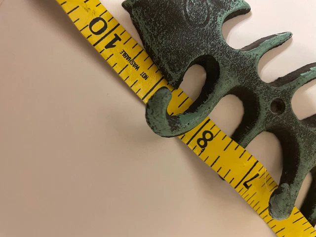 Fish Bone Key Rack Cast Iron Skeleton Hook Coat Towel Hanger Turquoise Finish 2