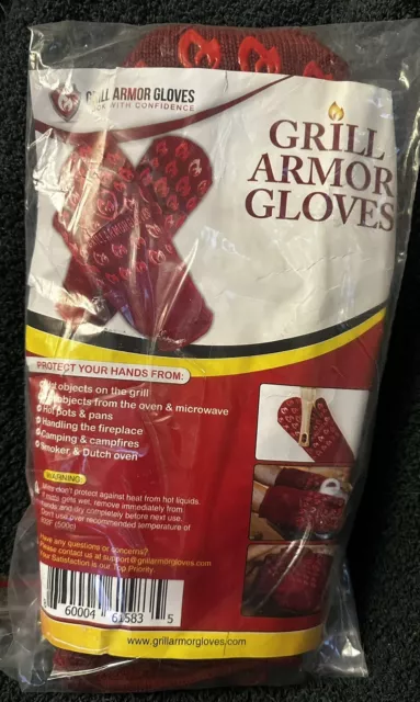 GRILL ARMOR GLOVES Oven/BBQ 932°F Extreme Heat & Cut Resistant Non-Slip Mitt