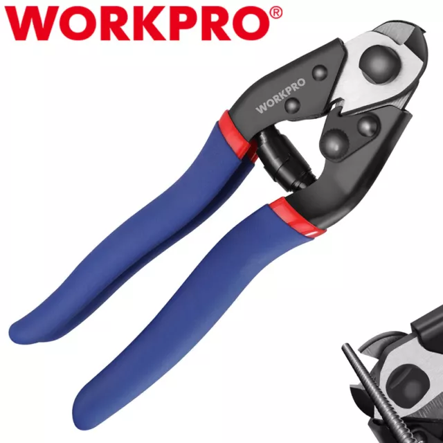 WORKPRO 7.5" Cable Cutter Heavy Duty Wire Rope Cutter Chrome Vanadium Steel Jaws