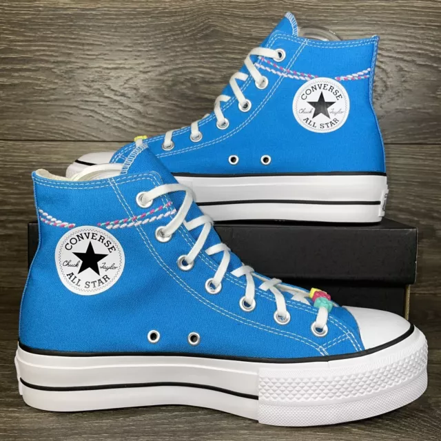 Converse Womens Chuck Taylor All Star Lift Blue Bracelet Platform Sneakers Shoes