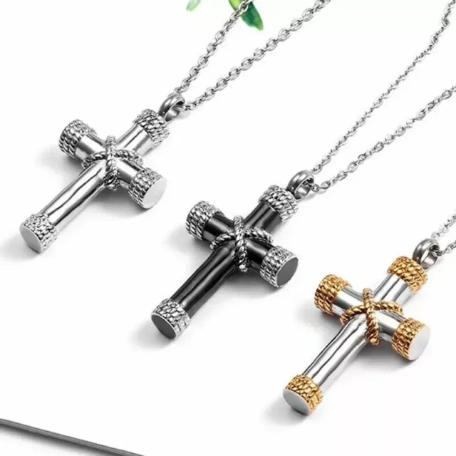 Urn Crucifix Cross Necklace Cremation Jewellery Ashes Pendant Locket Keepsake