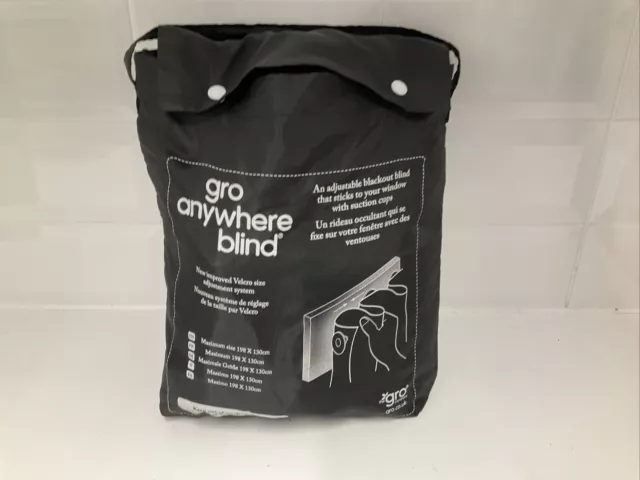 Gro Anywhere Blackout Blind Black Adjustable Portable Travel Curtain 198x130cm