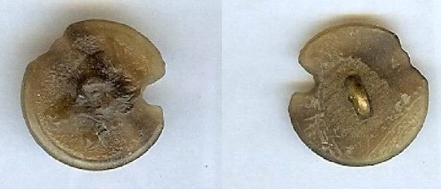 ANCIEN BOUTON CORNE VENERIE ÉQUIPAGE CHASSE LOUP RENARD . 17 MM