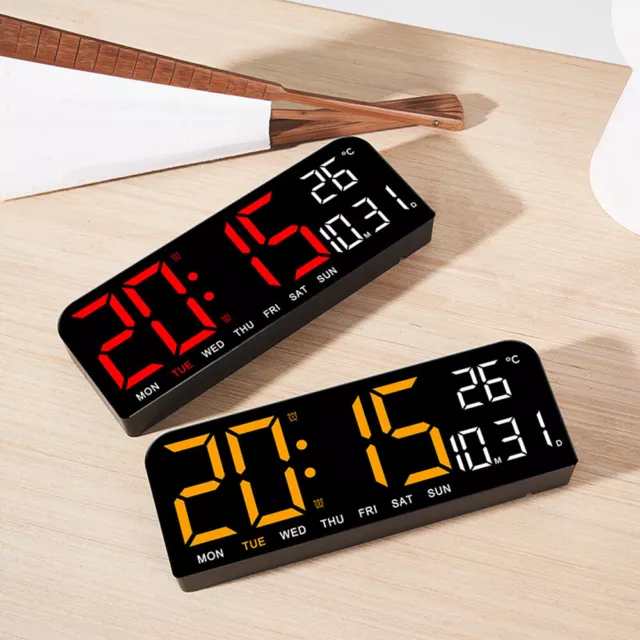 Large Digital Wall Clock Temperature and Date Week Display Table Alarm Clock 3