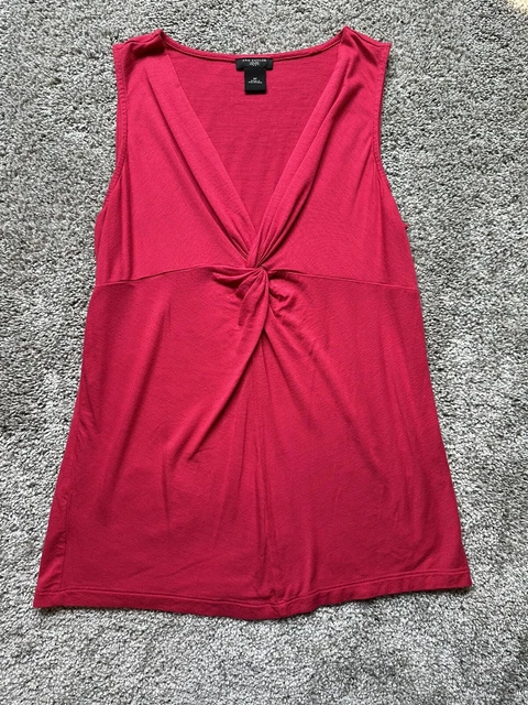 Ann Taylor Petite size M pink tank top knot front V-neck