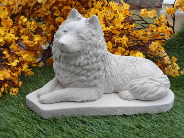 Concrete Statuary, Samoyed Dog, Dog lovers gift, Pet loss memorial, grave marker