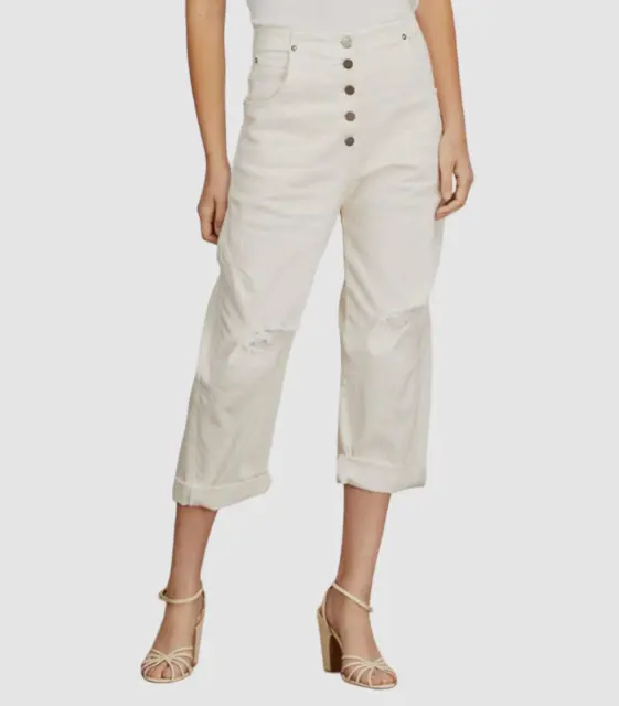 $425 Rachel Comey Women's White Dirty Wilkes Button Cropped Pants Size 4