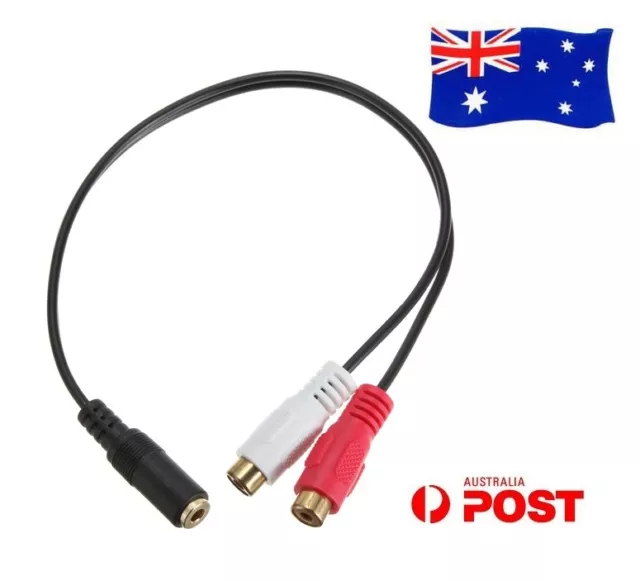 3.5mm AUX Female to 2 RCA Female Stereo Audio Cable Adapter Premium Gold Plated