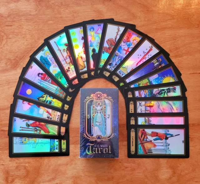 A.E Waite Holographic Tarot Deck Only, 78 cards, Beginner Tarot Cards USA Seller