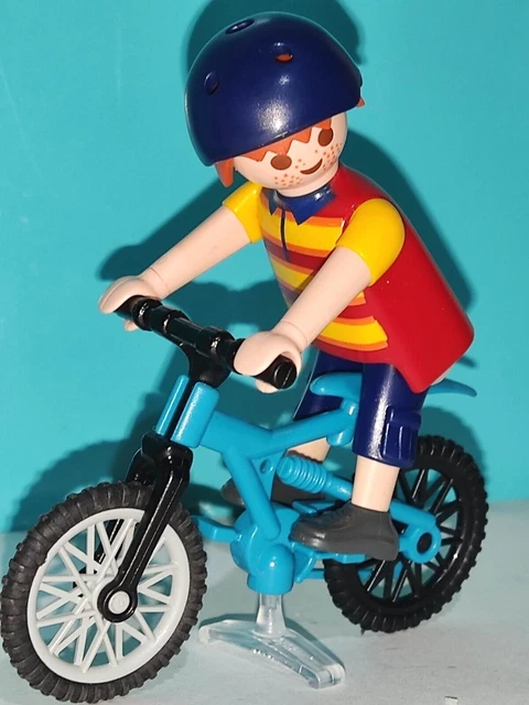 PLAYMOBIL FIGURE HOMME Sur Bicyclette Gar on Cycliste V lo Sport