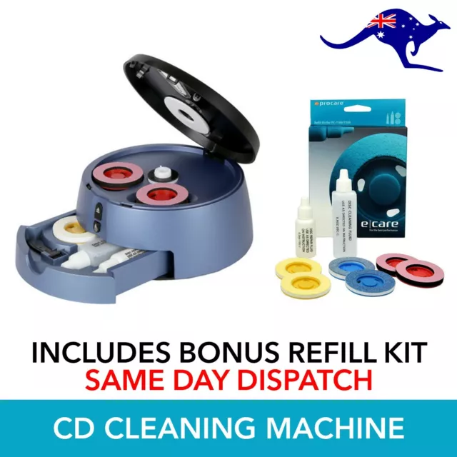 CD DVD Cleaning Scratch Repair Machine + 2 Sets Polishing Disks and Fluids