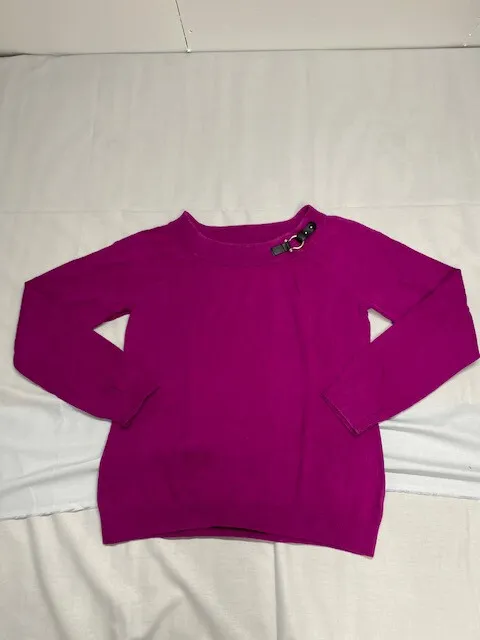 Lauren by Ralph Lauren Petite Womens Sweater Purple Long Sleeve Buckle Accent PL