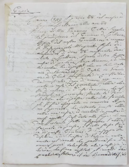1849 Spoltore Abruzzo Chieti Pescara Banda Musicale Furto  Manoscritto