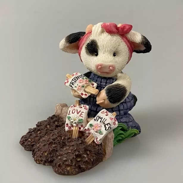 Marys Moo Moos Sowing Seeds Of Friendship Gardening Girl Cow Figurine Retired 2