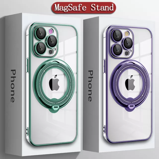 Coque Etui Antichoc Pour iPhone 15 14 Pro Max 13 12 MagSafe Support Plaqué Clear