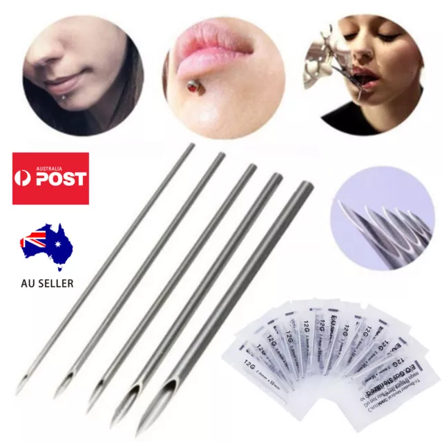 2-100PCs Body Piercing Needles Sterilized Individual Package 12G 14G 16G 18G 20G