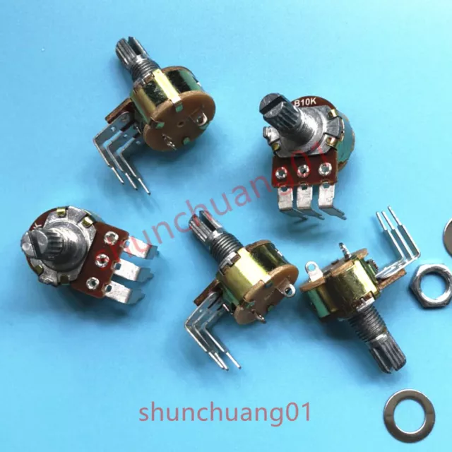 5Pcs WH148 Linear taper Potentiometers Angled Pins with switch 3 Pins B5K~B500K