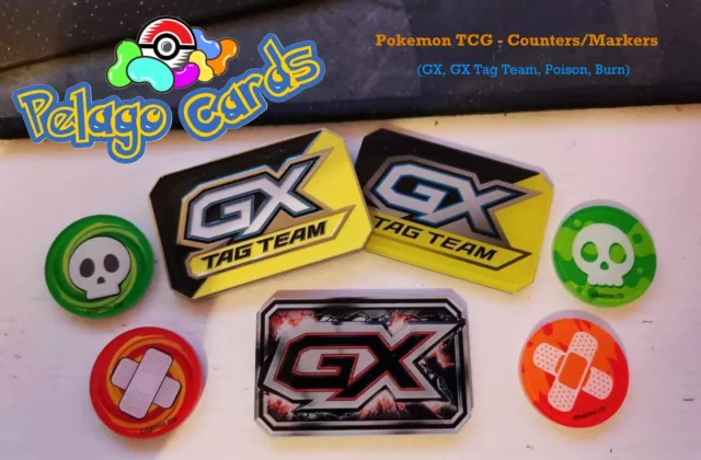 Pokemon TCG - Counters/Markers (GX, GX Tag Team, Poison, Burn)