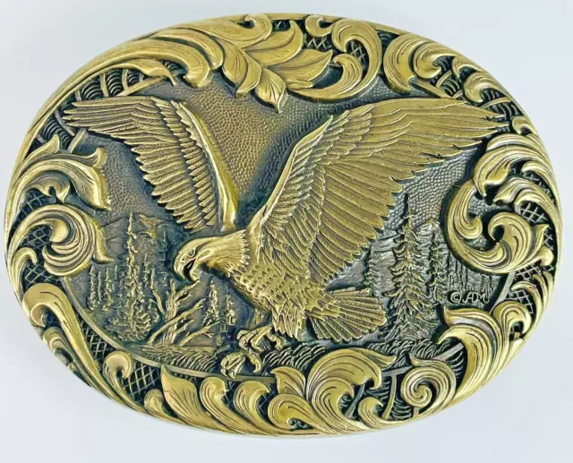 HUNTING DIVING SOARING American Eagle Award Design Medals Brass Belt ...