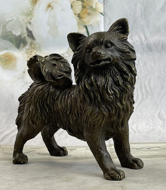 Art Deco Bronze Craft Longcoat Chihuahua Chien Animal Sculpture Business
