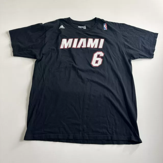 Adidas Lebron James Miami Heat T Shirt Jersey NBA Basketball Mens Size XL Black
