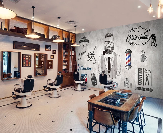 3D Black Marble K1766 Hair Cut Barber Shop Wallpaper Mural Self-adhesive Luna