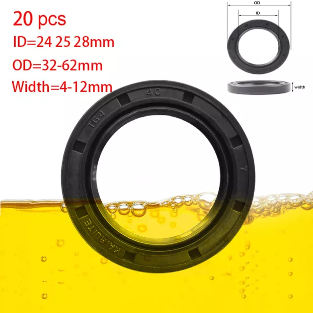 NBR Rotary Shaft Oil Seal /Lip Seal R23 Nitrile 24mm to 28mm Shaft -Choose Size