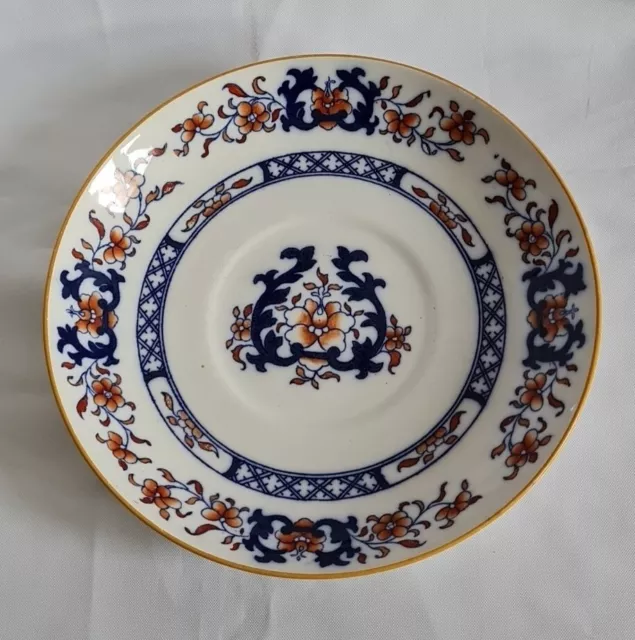 Antique Minton Blue Flow Lyre Pattern Bowl 9" Circa 1900