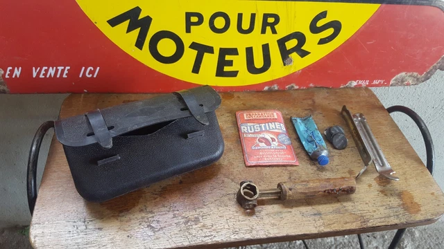ANCIENNE TROUSSE DE VÉLO blanche OUTILS sacoche cyclomoteur