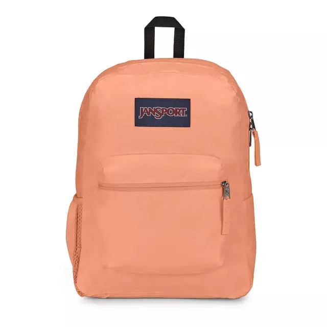 JanSport Cross Town Backpack, Solid - Color Peach Neon, 16.5"H x 12.5"W x 5.5"D