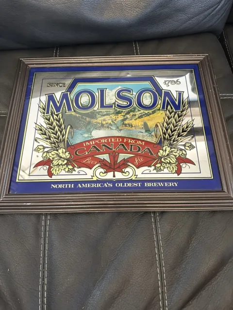 Vintage Molson Imported Canada Beer Mirror "North Americas Oldest Brewery" 20x16