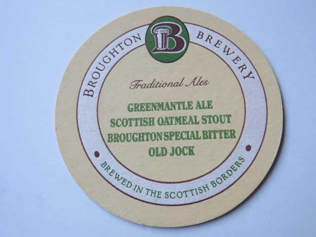 Beer Pub Coaster: GREENMANTLE ALE Cask Conditoned ~ Broughton Brewery SCOTLAND