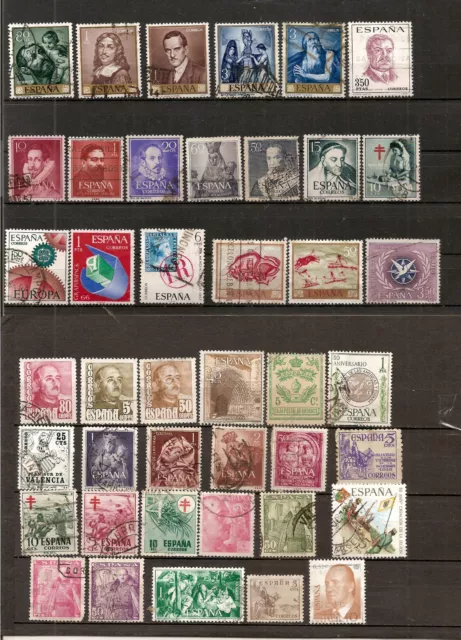 N°139-lot 40 timbres anciens Espagne -Effigies et monuments-différents-oblitérés