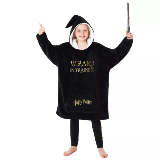 Harry Potter Fille Sweat À Capuche Sweatshirt Noir Surdimensionnée Polaire