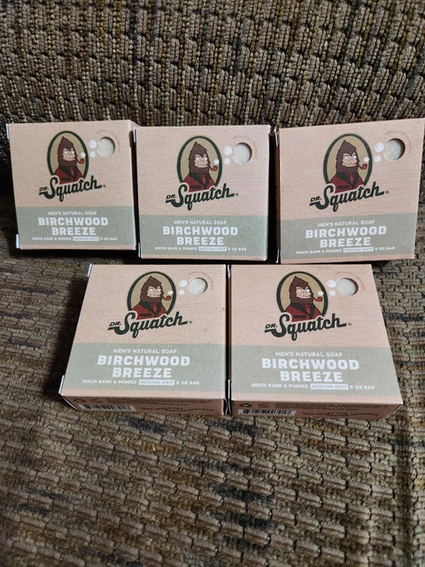Dr. Squatch Birchwood Breeze 5 Oz Bar soap Medium Grit Men's Natural Soap 5 Bars