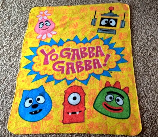 Official Yo Gabba Gabba Fleece Blanket Plush Soft HTF Rare 34”x46”